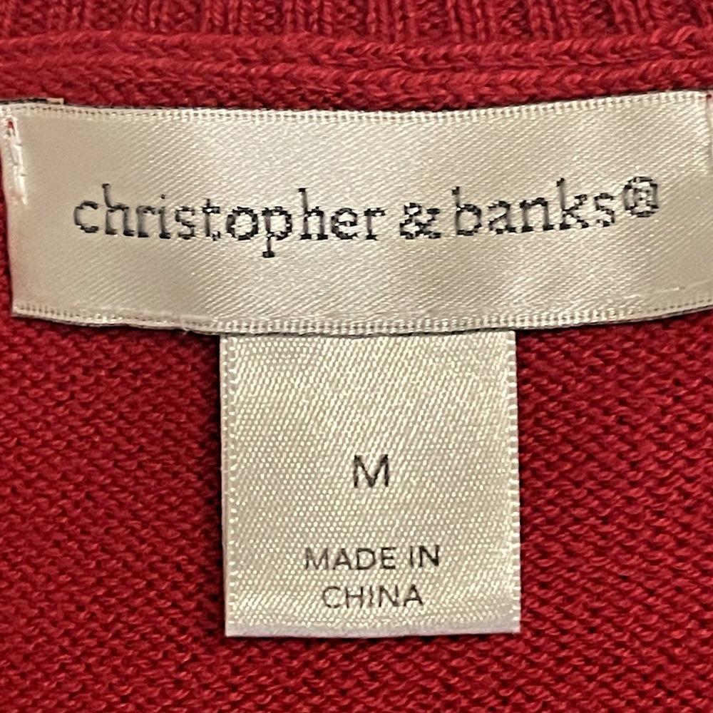 Christopher & Banks‎ Women's Red Sweater Medium Polar Bear Festive Winter - Picture 4 of 8